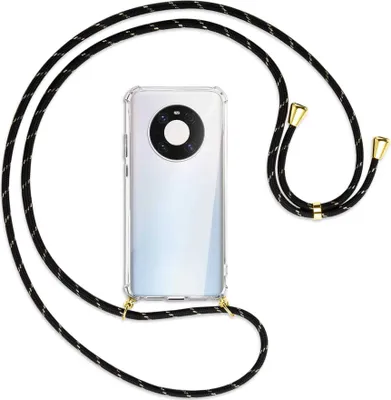 Produktbild von Handykette Backcover-Schutzhülle mit Band (Metall goldfarben) für Huawei Mate 40 Pro - schwarz/gold