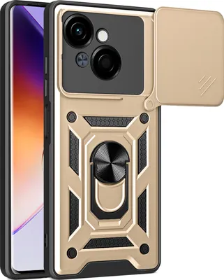 Produktbild von Hülle für Tecno Spark Go 1 Magnetische Ring Ständer Halter Dia Kameraschutz TPU Bumper Silikon Schutzhülle Gold
