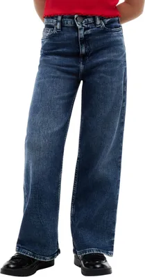 Immagine prodotto di Pantaloni a zampa d'elefante da bambina Tommy Hilfiger, modello Flare Mid STR KG0KG09420, in denim (jeans, colore denim medio)
