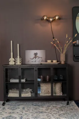 Image de Nesthaus Armoire vitrine Bram Noir 120 x 35 x 75 cm