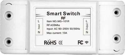 Produktbild von 230-V-Relais, gesteuert durch eine 433-MHz-Funkfernbedienung