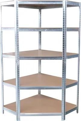 Obrázek produktu pro Policové regály RAT80, do rohu, rohový regál, kov, MDF, 5 polic, 180x90x40 cm, max. 150 kg/polička