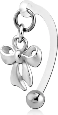 Produktbild von viva-adorno Intimpiercing KVV Christina Bioflex Piercing Banane Silber Schleife Anhänger Bauchnabelpiercing Z550sch