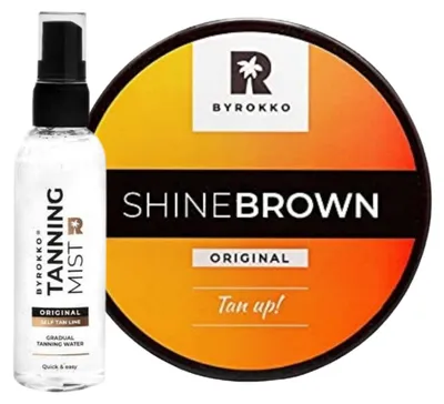 Productafbeelding van Byrokko Shine Brown bruiningsversnellende crème + zelfbruinende spray Bruiningsset