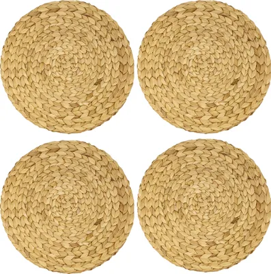 Produktbild von HMF 37231-S4 Tischset rund geflochten aus Wasserhyazinthe, abwaschbar, 4er Set, 35 cm