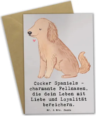 Produktbild von Mr. & Mrs. Panda Grußkarte Cocker Spaniel Liebe - Grau Pastell - Geschenk, Hundeliebhaber, treue Hunde, weihnachtskarten, Hunderassen, bewegungsfreudig, Familienhund