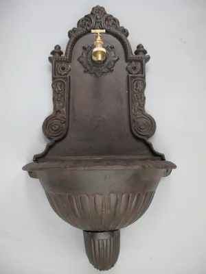 Produktbild von Waschbecken Wandbrunnen Gusseisen Ausgußbecken braun Höhe 68cm