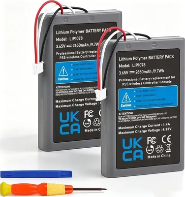 Immagine prodotto di Accu compatibile con PlayStation 5 - Potenza 2 x 2650mAh - Batteria per controller - Batteria di ricambio LIP1078
