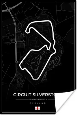 Produktbild von MuchoWow® Poster Rennsport - England - Rennstrecke - Silverstone - Schwarz 80x120 cm - Papierdruck