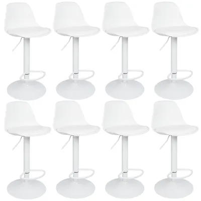 Produktbild von 8er Set Barhocker,Drehbare Barstuhl Tresenhocker Küchenhocker Höhenverstellbar aus Kunstleder - Weiß