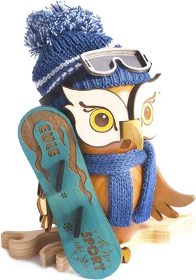 Obrázok produktu pre Fajčiarska figúrka sova so snowboardom ŠxVxH = 16x20x12cm NOVINKA