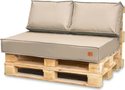 Obrázek produktu pro Polštář z palety 120x80 Set pro paletový nábytek Voděodolný polštář na sezení z europalety Pohovka z palety Komplet se skládá ze 3 částí v barvě:béige