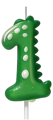Dinosaurier-Zahlenkerze (Nr. 1) grün, 7 cm, für Geburtstagstorte