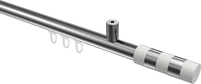 Produktbild von Interdeco Innenlaufstange / Gardinenstange mit Innenlauf Chrom, Typ Sonius Mavell (Zylinder Bicolor) Deckenmontage, 20 mm Ø 1-läufig, 120 cm
