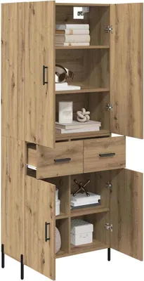 Image de vidaXL Highboard Chêne Artisan 69,5 x 34 x 180 cm Matériau dérivé du bois