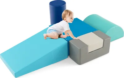 Produktbild von GOPLUS 6 tlg. Schaumstoffbausteine, Softbausteine zum Klettern & Rutschen aus Kunstleder & Schaumstoff für Baby Kleinkinder