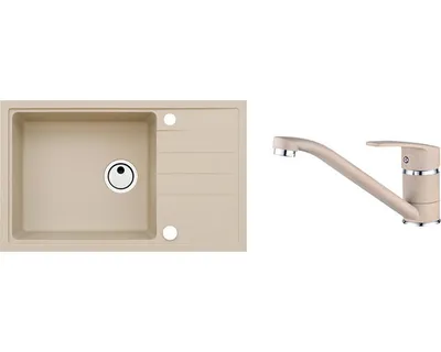 Zdjęcie produktu dla Zlewozmywak granitowy z baterią ALVEUS Intermezzo 130 Beige 55 780x480 mm + bateria Nina SETA014