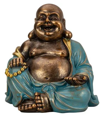 Produktbild von Buddha Figur 23cm gold türkis fröhlich sitzend