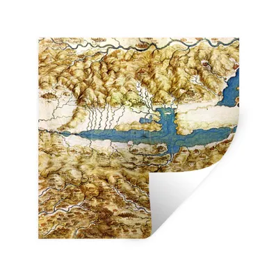 Produktbild von MuchoWow® Wandtattoo Wandsticker Wandaufkleber Toskana - Leonardo da Vinci 100x100 cm Selbstklebend und Repositionierbar - Wierderverwendbar - Selbstklebend