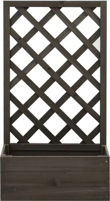 Image de vidaXL Treillis de jardin avec bac à fleurs Gris 50x25x90 cm Bois de sapin