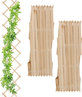 Image de Treillis Relaxdays, extensible, lot de 3, support pour plantes grimpantes, 180 cm, jardin, balcon et terrasse, bois, naturel