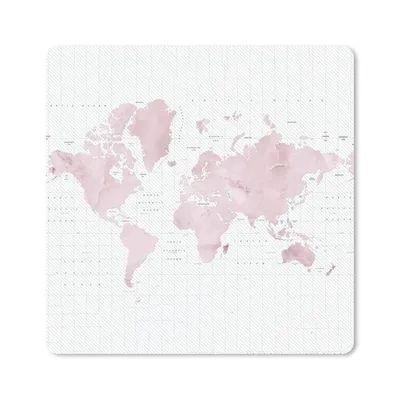 Produktbild von MuchoWow® Mauspad Mousepad Weltkarte - Rosa - Marmor 20x20 cm - Mousepads - Maus Mat - Pad - Mausunterlage - Desk Mat - Bureauartikeln