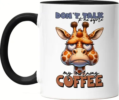 Produktbild von Don't talk to me before my morning coffee Grimmige Giraffe Tasse Schwarz - Geschenk für Kollegen