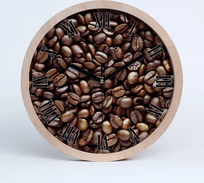 Produktbild von Holzuhr 20fi cm wanduhr - schwarze Spitzen - Kaffeebohnen