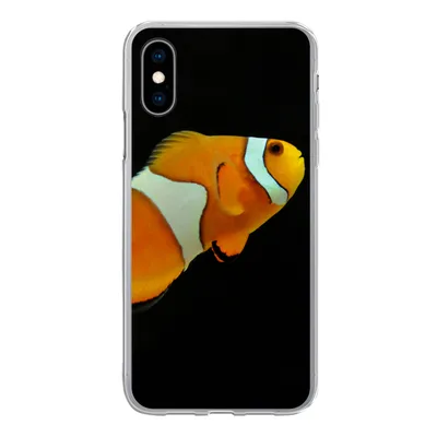 Produktbild von MuchoWow® Handyhülle Schutzhülle Hülle für iPhone X Fisch - Linie - Schwarz Silikon Softcase Handy Hülle - Handyhülle