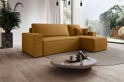 Produktbild von Modernes Ecksofa Milano L-Form mit Schlaffunktion & Bettkasten, Couchgarnitur mit Ottomane, Stoffsofa für Wohnzimmer Modernes Design