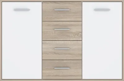 Produktbild von Furniture24 Kommode Antuza Ntu231-Q45F Sideboard 122.6 X 81.7 X 34.2 Cm Sonoma Eiche/Weiß