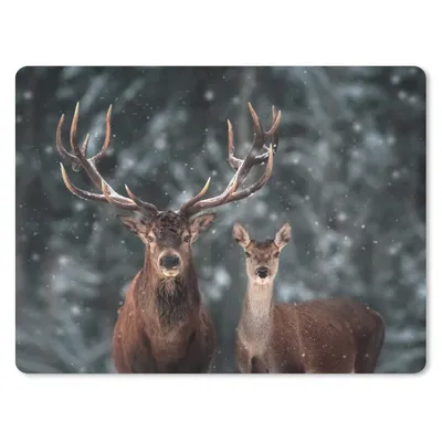 Produktbild von MuchoWow® Mauspad Mousepad Hirsche - Tiere - Winter - Geweih - Schnee - Natur 40x30 cm - Mousepads - Maus Mat - Pad - Mausunterlage - Anti Rutsch