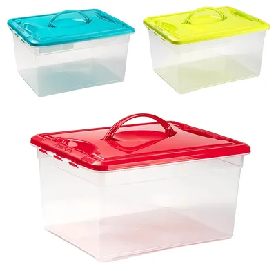 Zdjęcie produktu dla Pojemniki do przechowywania, z możliwością układania w stosy, przezroczyste, 12 l, 34 x 27 x 18 cm, zestaw b, 8 sztuk +++ oszczędności-a