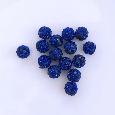 Produktbild von Shamballa Perlen, glitzer, 10 mm, 10 Stück, Blau dunkel