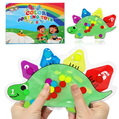 Produktbild von Sensorisches Spielzeug Montessori-Lernspielzeug - Farbsortierung - Dinosaurier-Form - 15 Perlen