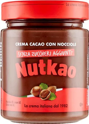 Produktbild von 6x Nutkao Streichfähige Kakaocreme ohne Zuckerzusatz 350g Schokoladen-Haselnusscreme + Italian Gourmet Polpa 400g