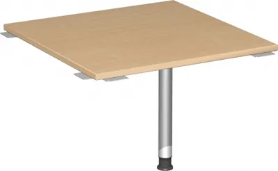 Produktbild von Geramöbel Verkettungsplatte Volleck 90° mit Stützfuß, mit Kabelführung, inkl. Verkettungsmaterial, höhenverstellbar, 800x800x680-800, Buche/Silber, S-555008-BS