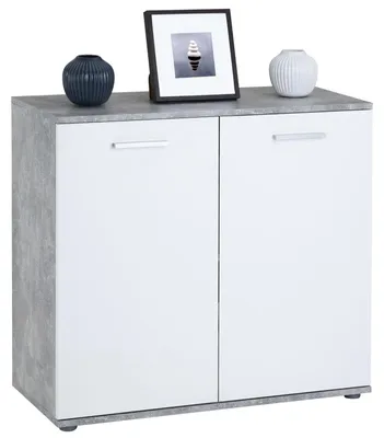 Produktbild von Kommode CHICAGO mit 2 Türen, moderne Anrichte in Betonoptik/weiß, Sideboard Mehrzweckschrank für Wohnzimmer