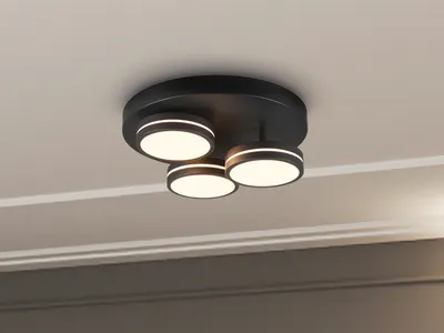 Image de Plafonnier LED FRANKLIN 8 W, 3000 K, 1000 lm, métal anthracite et blanc, dimensions : 13 x 35 x 35 cm, IP20, Trio