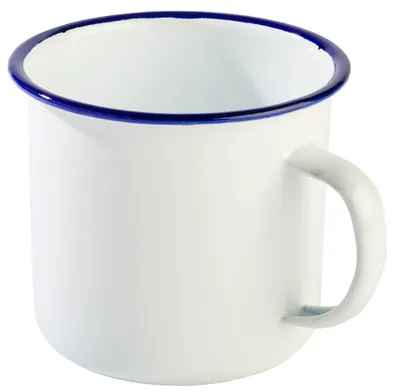 Produktbild von APS Henkelbecher ENAMELWARE aus emailliertem Stahlblech Blau / Weiß Kapazität: 500 ml