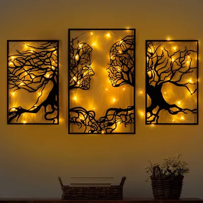 Image de Wallity, Tree Person 499, accessoire mural décoratif en métal, noir, CORPS METALLIQUE, 71 x 116 cm