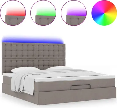 Produktbild von Ottoman-Bett mit Matratze & LEDs Taupe 160x200 cm Stoff
