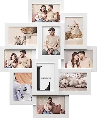 Produktbild von Collagefotolijst für 10 Fotos - MDF - weiß - 10 x 15 cm