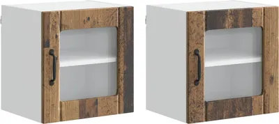 Obrázok produktu pre vidaXL Nástenná sklenená skriňa LUCCA, 2 ks, staré drevo, 40 x 31 x 40 cm