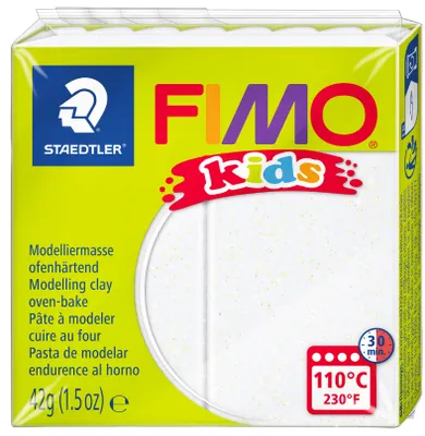 Zdjęcie produktu dla FIMO 8030-052 modelina dla dzieci utwardzana w piecu z brokatem - biała 42 g(PL)