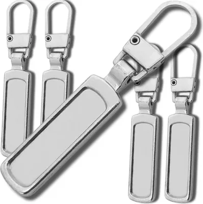 Produktbild von Set silberne Metallanhänger für Reißverschlüsse, 5-tlg