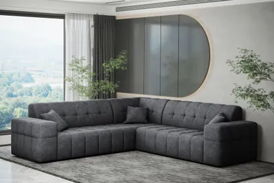 Produktbild von Ecksofa Designersofa NANCY in Stoff Perfekt Harmony Anthrazit Seite Universal