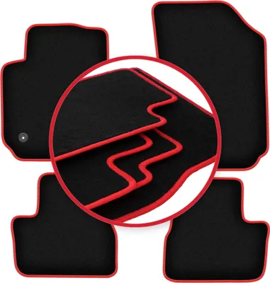 Image de Tapis de sol en moquette noir/rouge pour Citroen C4 Cactus 2014-2018 4 pièces
