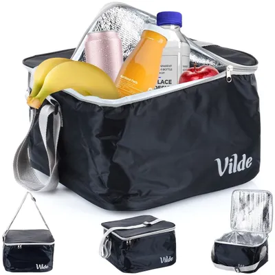 Produktbild von Vilde Kühltasche Thermotasche Isoliertasche Strandtasche schwarz 18 L