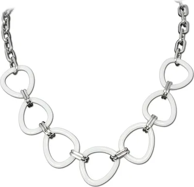 Produktbild von Amello Halskette Edelstahl Keramik 50cm Dreieck Schmuck silber weiß D2ESKX07W